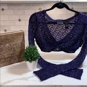 DKNY JEANS M PUPLE W GOLD YARN TOP. DISCO BOHO 😜